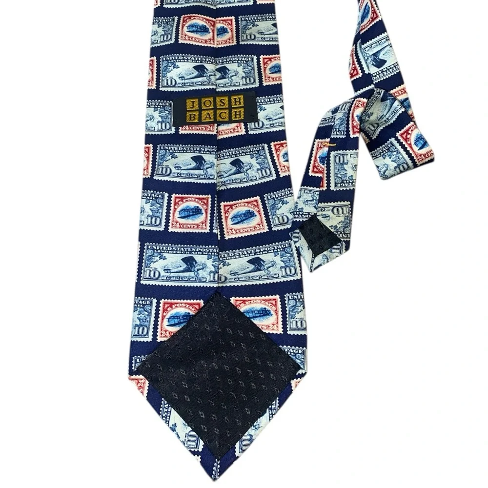JOSH BACH Mens Postage Stamp Silk Tie